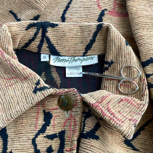 Textured Trench Coat Asian Design Beige Cotton Blend Norm Thompson (S) - Picture 6 of 8